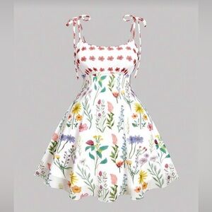 Floral Mesh Dress with Tie Straps